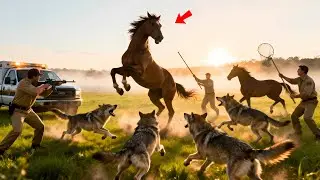 Heroic Rescue Team Battles Ferocious Wolf Pack Attacking Horse🐎🐺