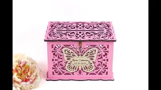 Quinceanera Butterfly Card Box, Birthday Money Holder With Lock With Emblem, Sweet 16 Birthday Gift