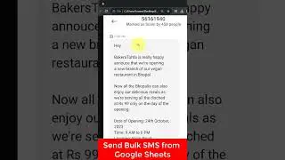 Send Bulk SMS from Google Sheets #shorts #smsautomation | Google Sheets to SMS