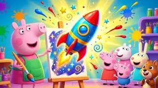 Peppa Pig Learns About Rockets 🚀🎨 | Fun Classroom Drawing & Coloring