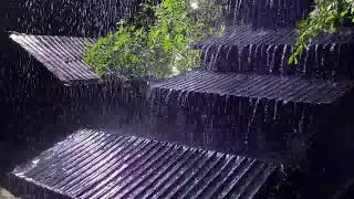 FALL ASLEEP INSTANTLY(No Ads)😴Heavy Rain,Thunderstorm🔥Fire Sounds for Quite Night &Stop Overthinking