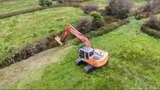 Hedge cutting Zaxis 130 & McConnell Hedge Cutter Contractor Seamus Clifford plant Hire