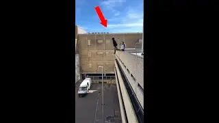 Man JUMPS Off Roof Sliding Down Pole @joescandrett