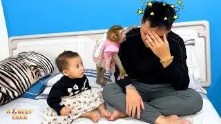 Diem and Monkey Kaka were worried when they saw their dad was tired.