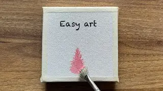 Misty autumn forest acrylic painting tutorial with fan brush 