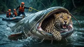 Giant Catfish Attacks a Leopard  Rescue Team Races to Save It 😱🐆