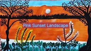 Live Pink Sunset Landscape Painting Acrylic For Beginners/How to Landscape Painting for tutorial/Art