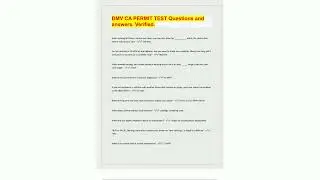 DMV CA PERMIT TEST Questions and  answers Verified Questions with 100 Correct Answers  Verified  Lat