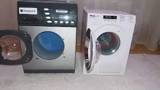 Toy washing machines modified spin race with open doors