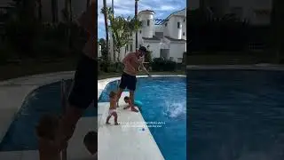 This Toddler Patiently Waits for Her Turn to Jump Into the Pool