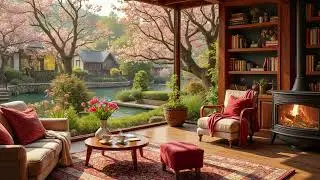 Soft Jazz at Spring Cherry Blossom Caf&eacute; 🌸 Calm Coffee Shop Music for Relaxation