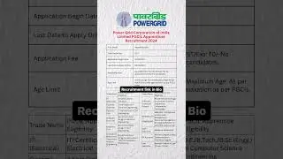 Power grid apprentice Recruitment notification #shorts #pgcil #govtjobs #govtexam #sarkarinaukarigk