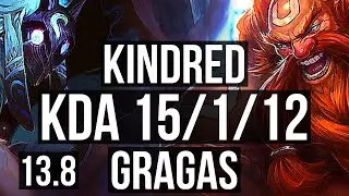 KINDRED vs GRAGAS (JNG) | 15/1/12, Rank 4 Kindred, Legendary, Rank 24 | KR Challenger | 13.8
