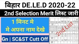 Bihar Deled 2nd Selection | Bihar Deled 2nd Selection List Download 2020 | Bihar Deled 2nd list