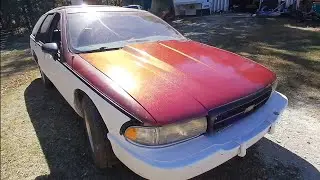 new cowl hood rustoleumpaint job. 94 roadmaster wagon #beater #rustoleum #spraypaint #RCG