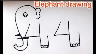 How to draw elephant from 44 number || viral drawing idea #trending 