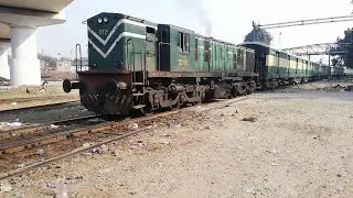 Push Pull Action of train Small Locomotive Alco ALU 12 Pushing empty coaches towards washing line