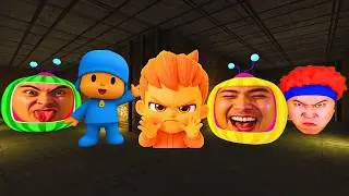 MEGA PARTY of WACKY, YELLOW Cocomartin, Pocoyo, ANNOYED Bebefinn & ANGRY D Billions CHASE l GMod