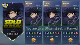 30-WIN STREAK!! HOW TO PLAY SOLO TOP 1 GLOBAL JULIAN IN RANKED GAME?!  (must watch) MLBB