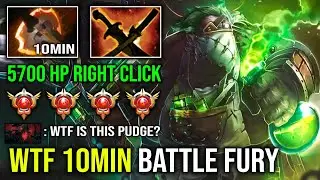 WTF 10Min Battlefury Grand Tier Level 30 Spammer Pudge 5700 HP Raid Boss Right Click Carry Dota 2