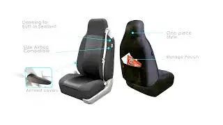 FH Group Car Seat Covers Front Set Black Cloth - Car Seat Covers for Bucket Seats 1 Piece Seat Cover