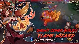OneHit Combo!! // Full Magic Damage!! [ Flame Wizard Gameplay + Build ] AutoChess Moba!