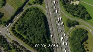 Autobahn- Stau  BAB A2 im Ortsteil Eigen in Bottrop im Ruhrgebiet im Bundesland Nordrhein-Westfalen,