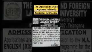 Admission Notification || M.A English (Distance Mode) || The English and Foreign Language University