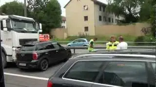 Unfall Autobahn A1 bei Ausfahrt Aubrugg/Wallisellen 22.06.2012 - Mini vs. Truck