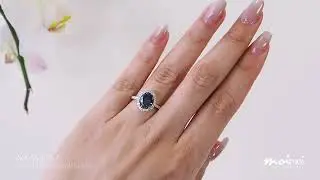 'Ava Oval 9&times;7 Blue' Moissanite Ring | Moi Moi Fine Jewellery