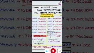 IGNOU MA History December Exam Final Datesheet 2025 | 1st and 2nd Year| By Siddhi Tiwari #ignouexam