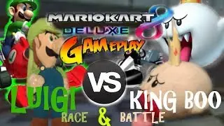 Mario Kart 8 Deluxe Gameplay: Luigi VS King Boo!!! Race & Battle Match!!!