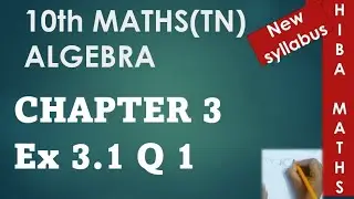 10th maths chapter 3 exercise 3.1 question 1| TN samacheer hiba maths