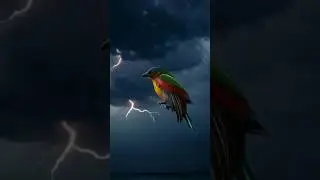 Injured Colorful Jungle Bird Flying in Storm. #BirdInStorm #Cinematic8K #WildlifeArt #viral #ai