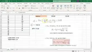 Confidence Interval for two Independent Samples Unknown Population Variance