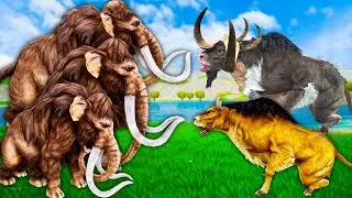 2 Giant Bulls Vs 3 Mammoth Elephant turns into Zombie Mammoth Fight Black Zombie Mammoth Save Bulls