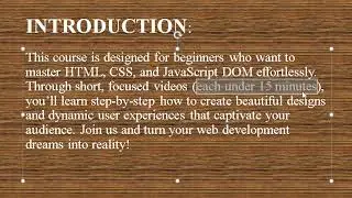 Mastering HTML, CSS and JavaScript DOM | Introductory Lesson