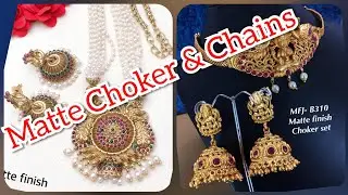 Matte Finish Choker sets,Pearl Matte Lakshmi Dollar Chains with Prices 209