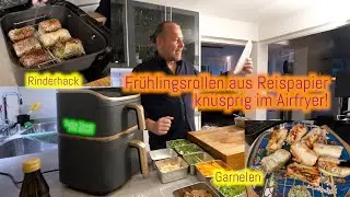 Reispapier Frühlingsrollen im Airfryer | 2 Varianten mit Rinderhack & Garnelen Cosori Turbo Tower