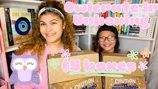 OWLCRATE JR. UNBOXING 🦉| $5 OWLCRATE BOXES!! | MIDDLE GRADE BOOK HAUL