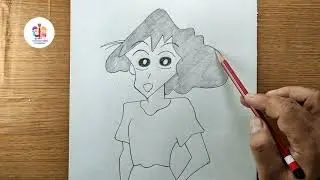 Kids shinchan boy mother easy pencil sketch | simple drawing @Taposhikidsacademy