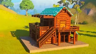 Building a Log Cabin Starter House in Fortnite Lego