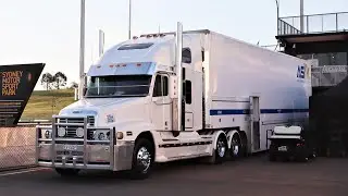 Booming Freightliner Century uses engine brake through tunnel