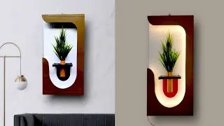 Paper wall hanging vase with light / paper wall panel light making / beautiful flower vase holder