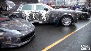House Cartu: F12 Berlinetta, Novitec 458 Spider, Phantom II EWB at the Gumball 2013 Start