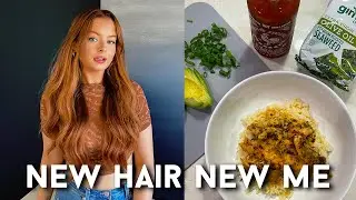 VLOG: dying my hair dark red, hair extensions, emily mariko tiktok salmon taste test!