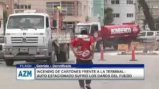 INCENDIO DE CARTONES FRENTE A LA TERMINAL: AUTO ESTACIONADO SUFRI&Oacute; LOS DA&Ntilde;OS DEL FUEGO