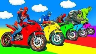 الأبطال الخارقين على القضبان دوامة قمع جسر - SPIDER-MAN!on Motorcycle in Spiral Bridge Stunt Ride