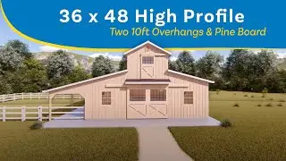 36x48 Monitor Barn with 10ft Overhang  - 3D Rendering