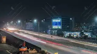 Long Exposure traffic time lapse of Night traffic on Mumbai Pune national Highway, Pune, India